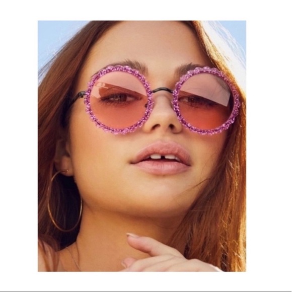 Diff Eyewear Dixie Pink Glitter Sunglasses. main image 6